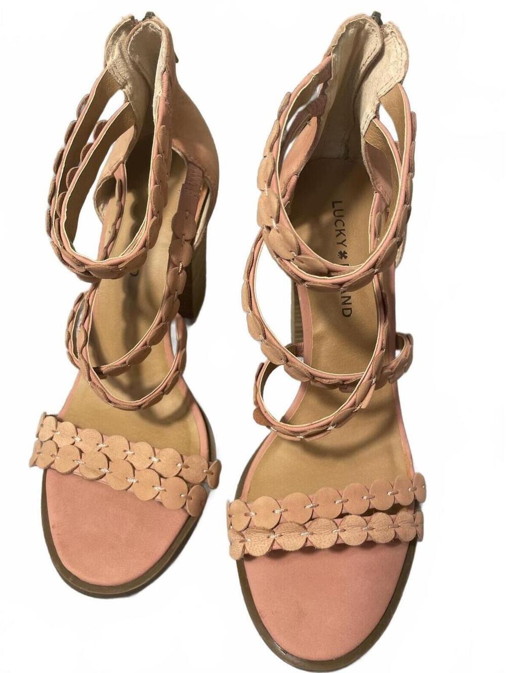 Lucky Brand Pink Leather Block Heel Women's 10 Romantic